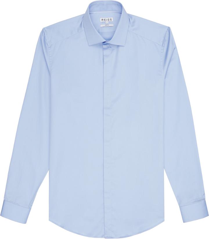 Reiss Jupiter - Mens Concealed Placket Shirt In Blue, Size S