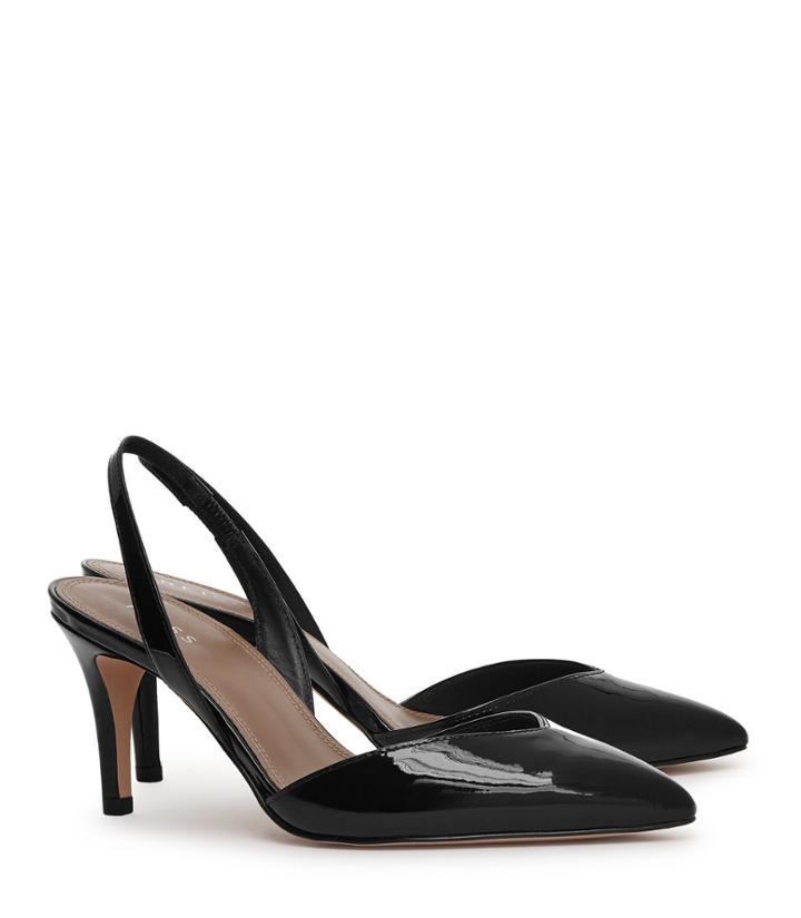 Reiss Millie - Patent-leather Slingback Shoes In Black, Womens, Size 5