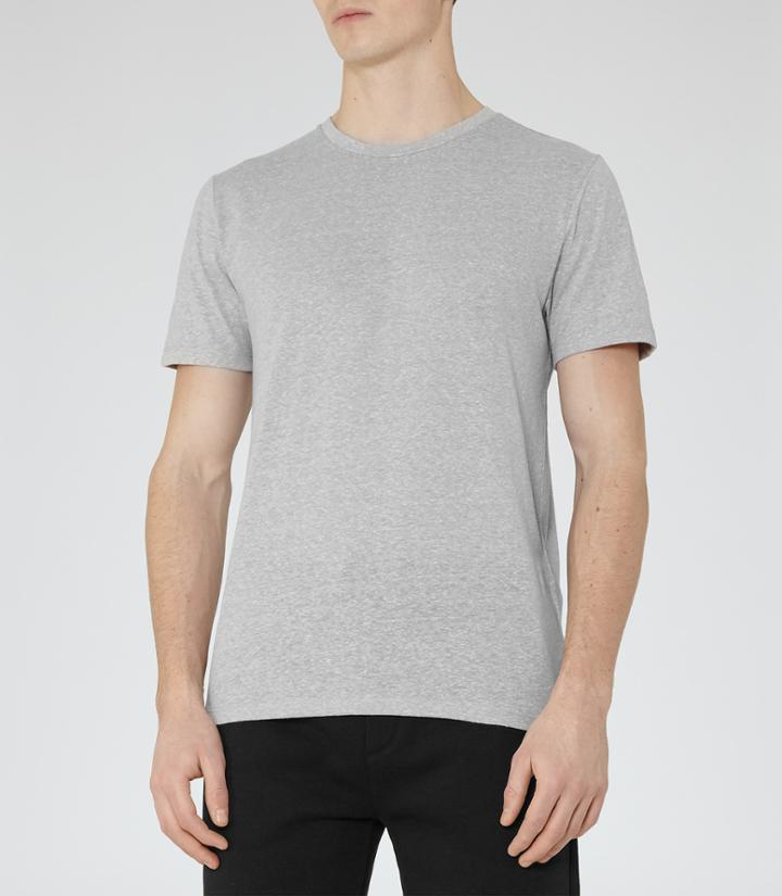 Reiss Barnington - Flecked Crew-neck T-shirt In Grey, Mens, Size S