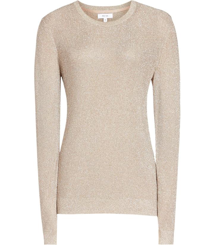 Reiss Vivienne - Womens Metallic Jumper In Black, Size Xs