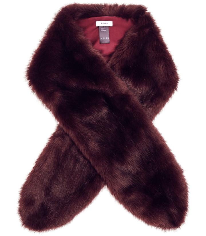 Reiss Laska - Womens Faux-fur Scarf In Red, Size One Size