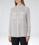 Reiss Lucia - Striped Shirt In White, Womens, Size 0