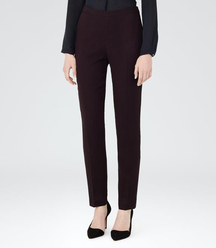 Reiss Camila Trouser - Womens Textured Tailored Trousers In Blue, Size 6