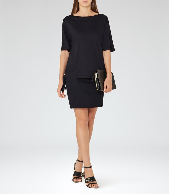 Reiss Lorni - Jersey Tie-side Dress In Blue, Womens, Size 0