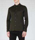 Reiss Chapter - Mens Mercerised Cotton Shirt In Green, Size Xs