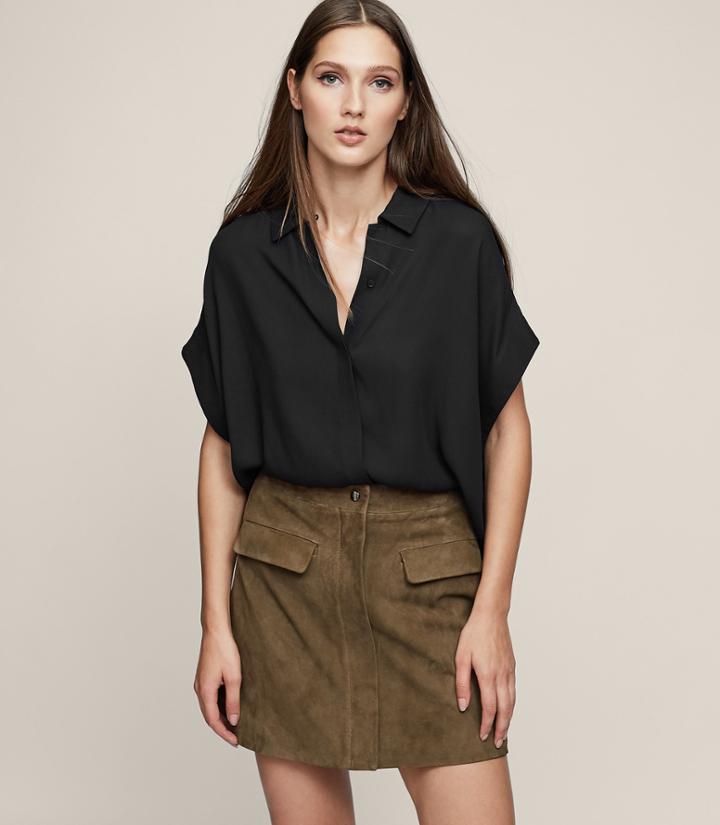 Reiss Simi - Short-sleeved Shirt In Black, Womens, Size 2