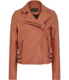 Reiss Sadie - Womens Textured Leather Biker Jacket In Red, Size 4