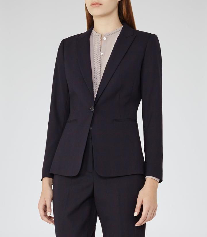 Reiss Tyra Jacket - Womens Single-breasted Blazer In Blue, Size 6