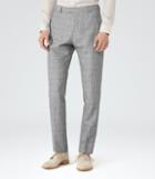 Reiss Stanley T - Mens Houndstooth Trousers In Grey, Size 28