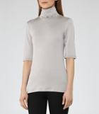 Reiss Britany - Metallic High-neck Top In Grey, Womens, Size M