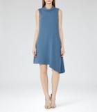Reiss Sansa - Womens High-neck Shift Dress In Blue, Size 6