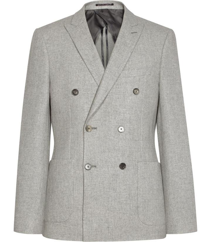 Reiss Carlo - Mens Double-breasted Blazer In Grey, Size 36