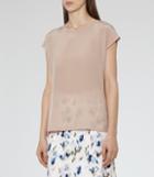 Reiss Kiki - Womens Silk-front T-shirt In Pink, Size S