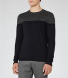 Reiss Barten - Mens Colour Block Jumper In Blue, Size S