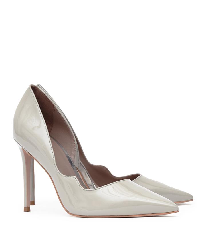 Reiss Dione Patent - Womens Curved Point-toe Shoes In Grey, Size 4