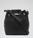 Reiss Maya - Womens Toggle Leather Bucket Bag In Black