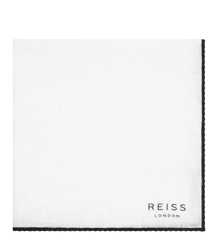 Reiss Illinois - Mens Linen Pocket Square In White