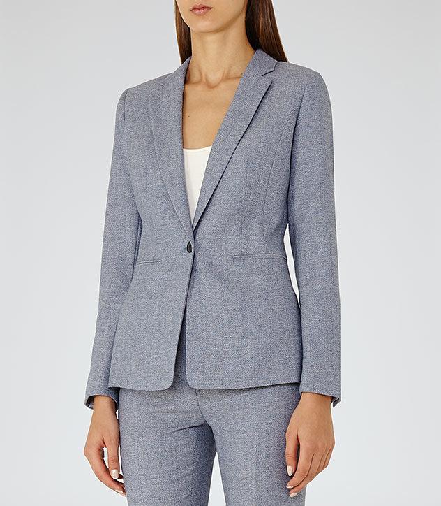 Reiss Salt Jacket - Womens Single-breasted Blazer In Blue, Size 6