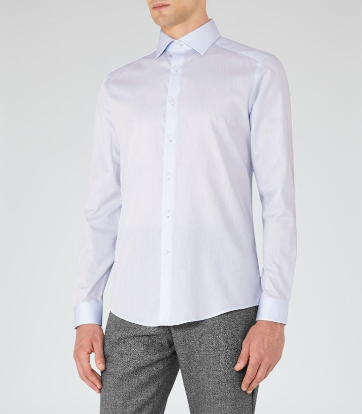 Reiss Control - Slim Cotton Shirt In Blue, Mens, Size S