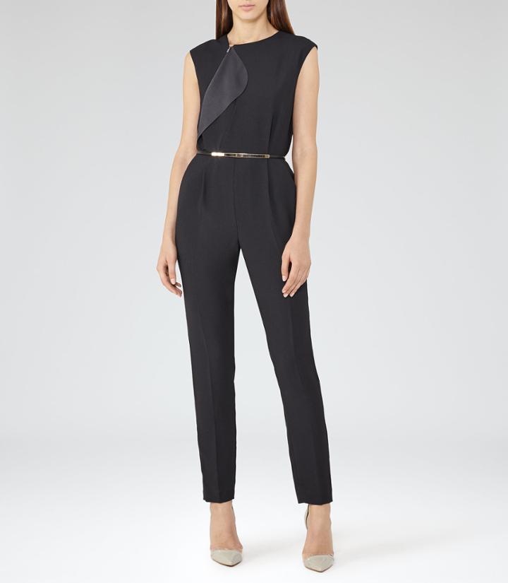 Reiss Maye - Womens Zip-front Jumpsuit In Blue, Size 6