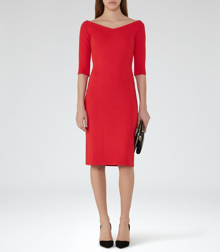 Reiss Aimee - Off-the-shoulder Dress In Red, Womens, Size 2