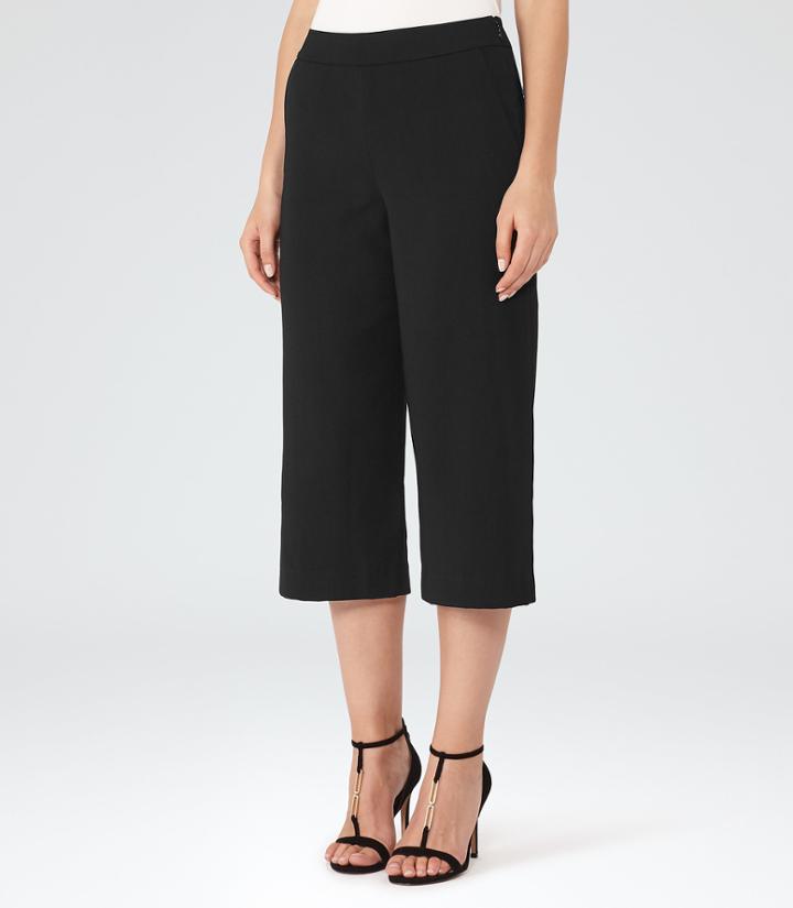 Reiss Poppy - Womens Wide-leg Culottes In Black, Size 4