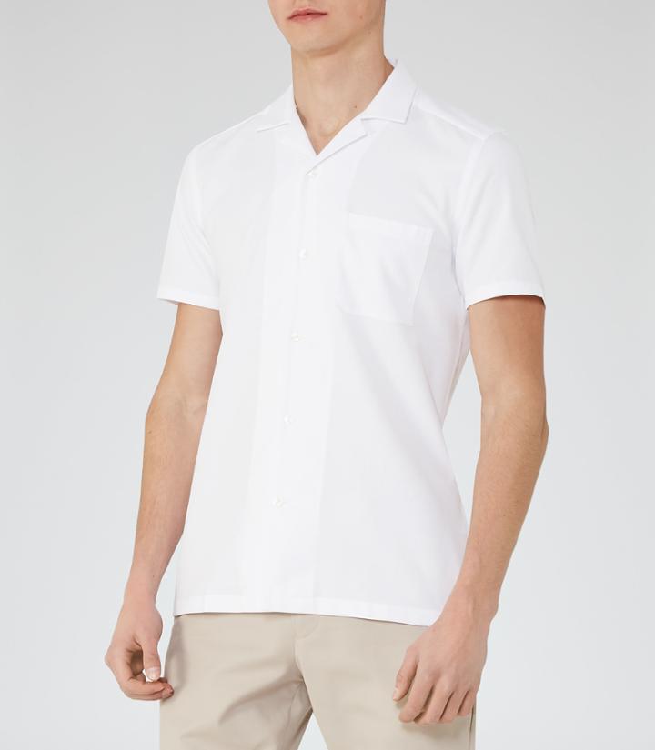 Reiss Torino - Mens Cuban-collar Shirt In White, Size Xs