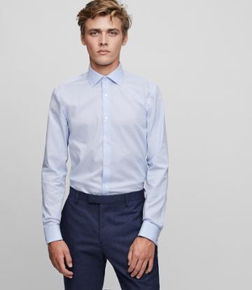 Reiss Preach - Slim-fit Textured Shirt In Blue, Mens, Size Xs