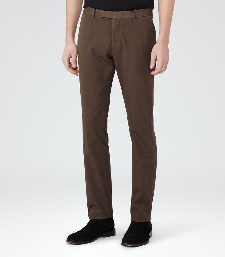 Reiss Tullum - Mens Heavyweight Twill Chinos In Brown, Size 36