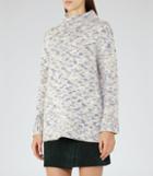 Reiss Lola - Womens High Neck Patterned Jumper In White, Size Xs