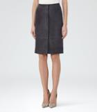 Reiss Bea - Suede Pencil Skirt In Blue, Womens, Size 0