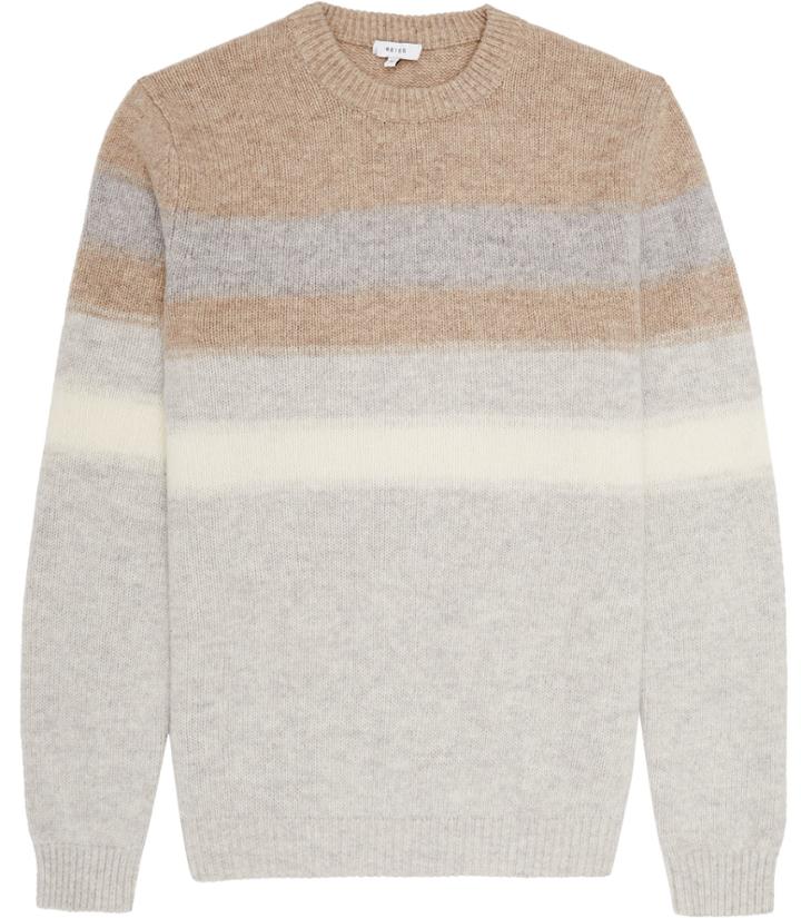 Reiss Tyler - Mens Wool Stripe Jumper In White, Size Xs