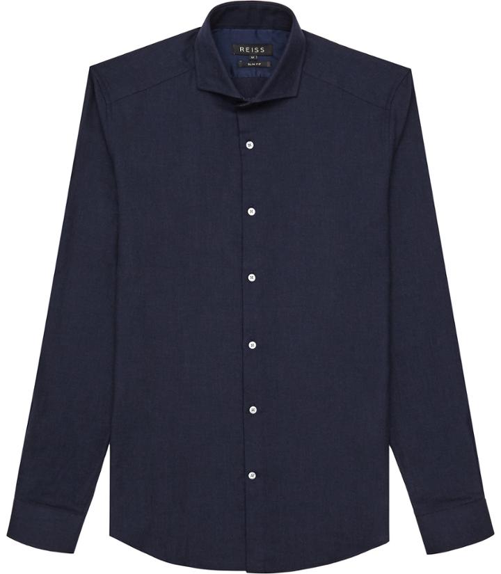 Reiss Bonucci - Mens Cotton And Cashmere Shirt In Blue, Size Xs