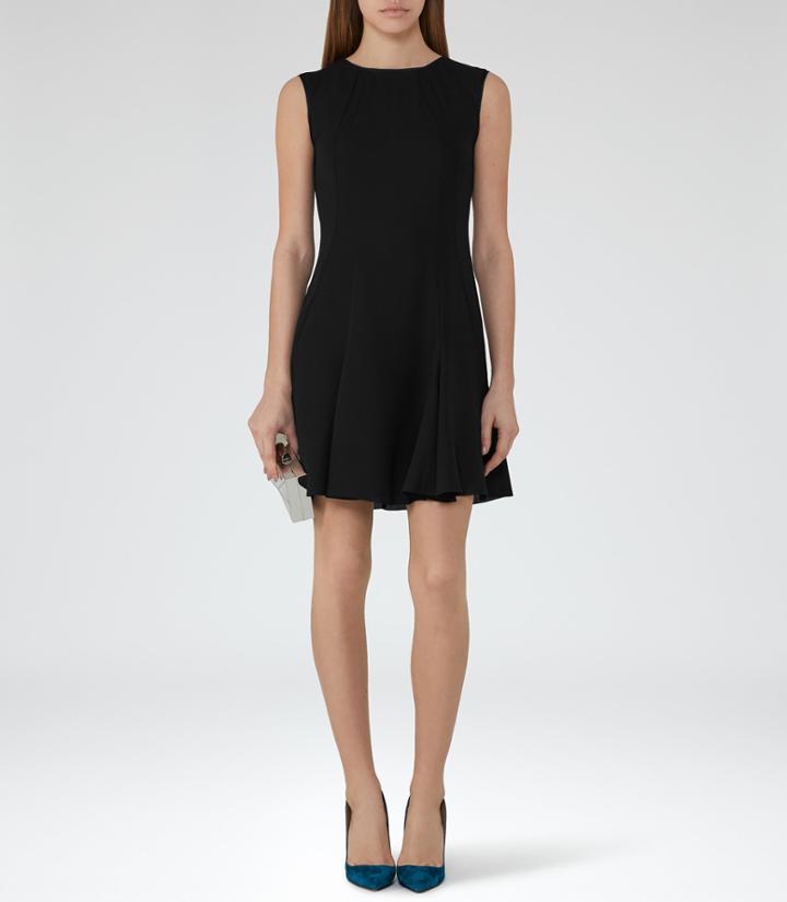 Reiss Abey - Pleat-hem Shift Dress In Black, Womens, Size 0