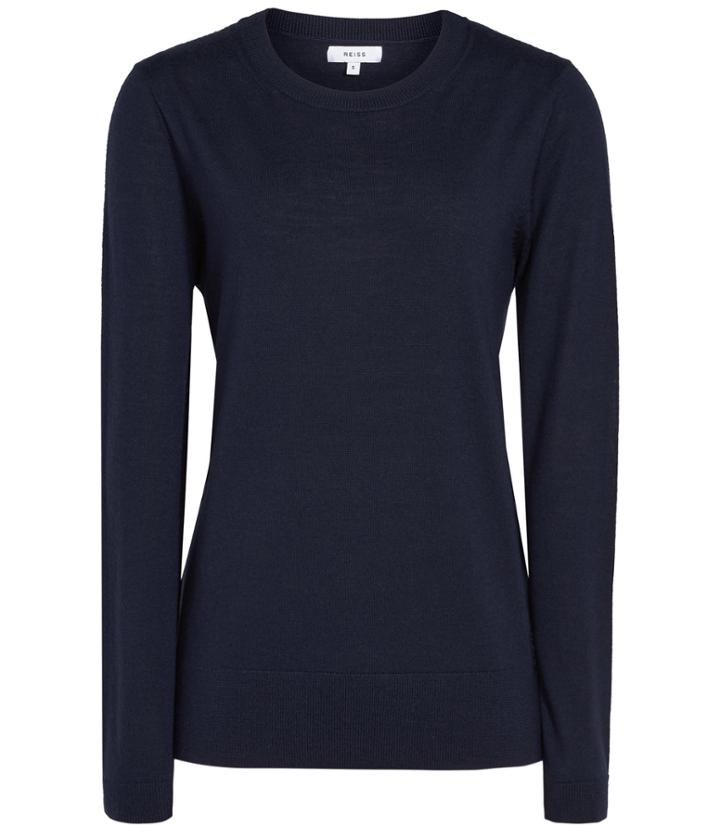 Reiss Truth - Womens Merino Wool Jumper In Blue, Size Xs