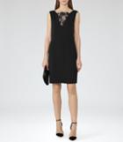 Reiss Caitlin - Womens Shift Dress With Lace Insert In Black, Size 6