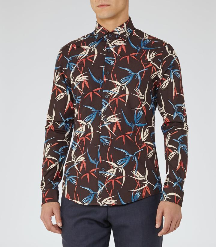 Reiss Tikki - Mens Printed Shirt In Blue, Size S