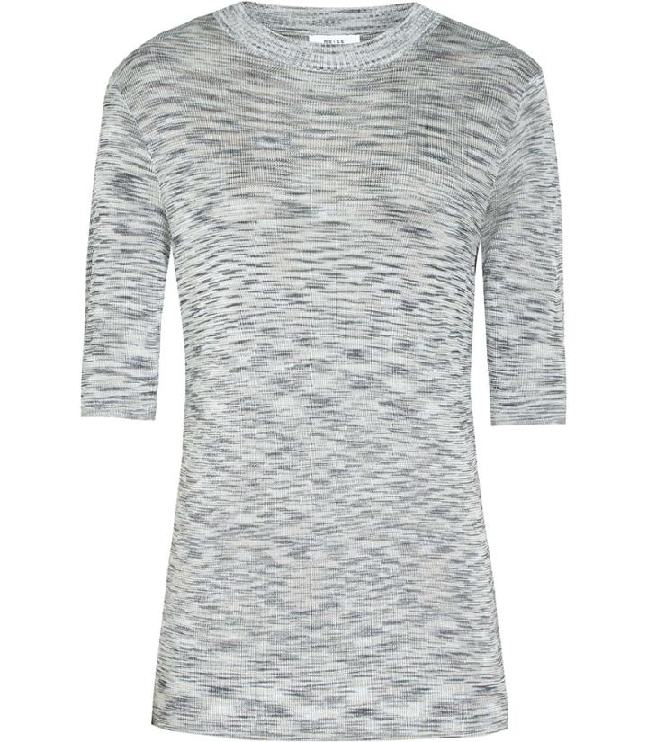Reiss Saskia - Womens Short-sleeved Knitted Top In Blue, Size Xs
