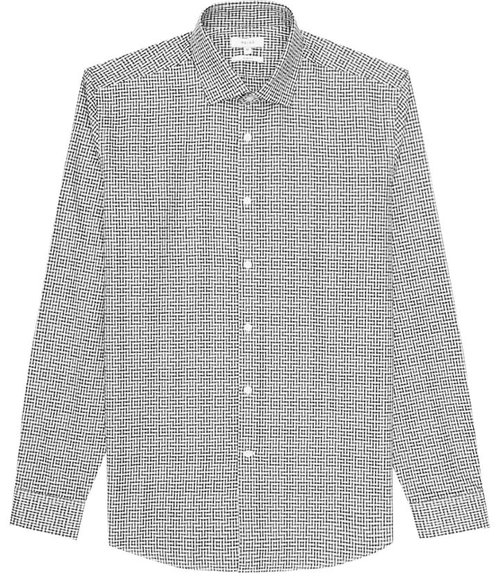 Reiss Monza - Mens Geometric Print Shirt In Black, Size Xs