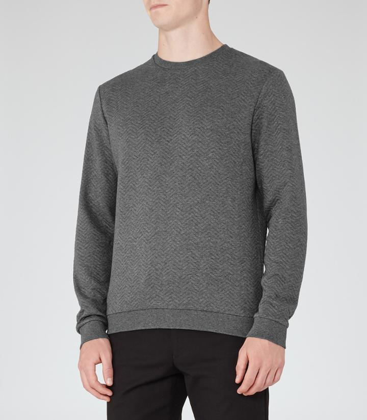 Reiss Stargate - Mens Quilted Sweatshirt In Grey, Size S
