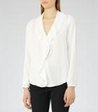 Reiss Lolita - Womens Ruffle-front Blouse In White, Size 4
