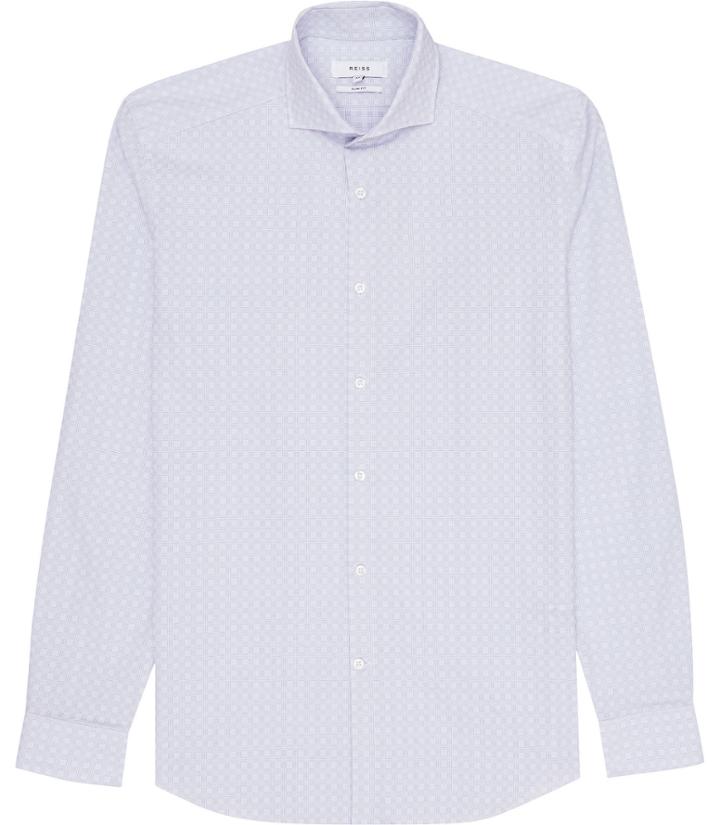 Reiss Cubit - Mens Cutaway Collar Check Shirt In Blue, Size Xs