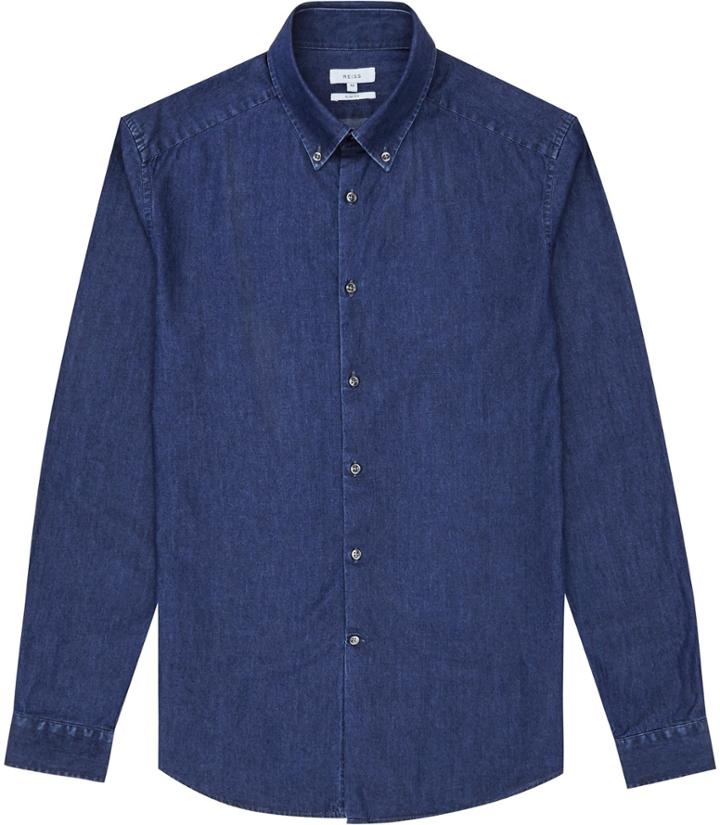 Reiss Kasba - Mens Chambray Shirt In Blue, Size Xs