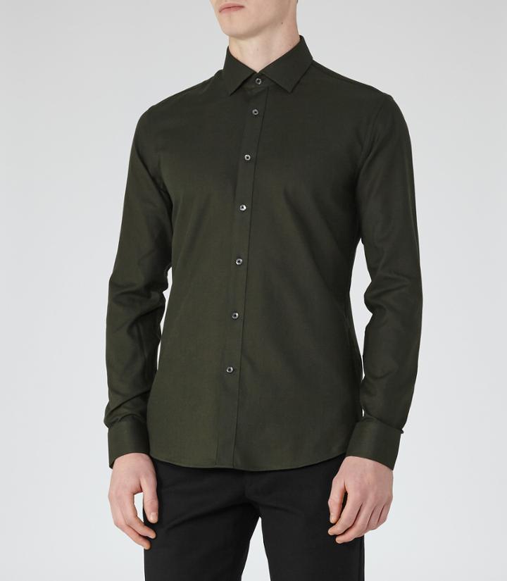 Reiss Ridley - Mens Slim-fit Shirt In Green, Size Xs