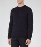 Reiss Astro - Mens Patterned Weave Jumper In Blue, Size Xs