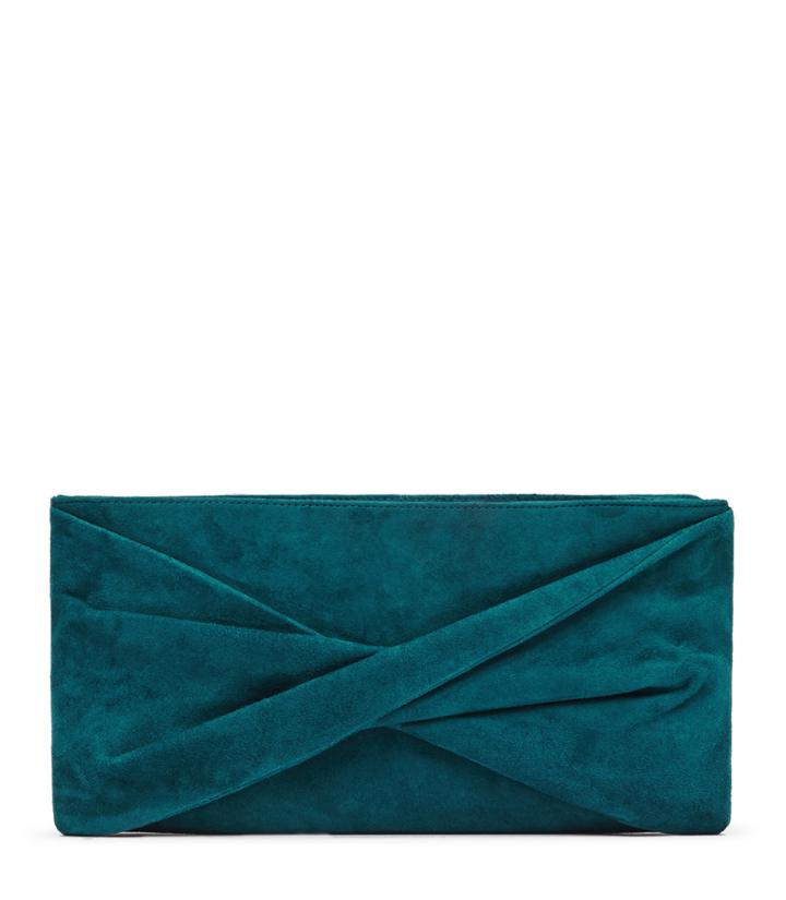Reiss Beau Suede - Womens Suede Clutch In Blue, Size One Size