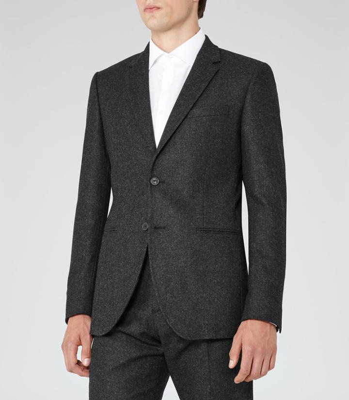 Reiss Saunders B - Mens Notch Lapel Blazer In Black, Size 36