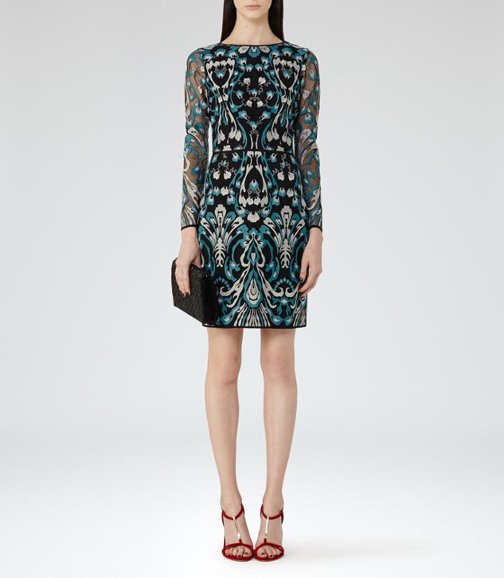 Reiss Alianna - Womens Embroidered Dress In Green, Size 6