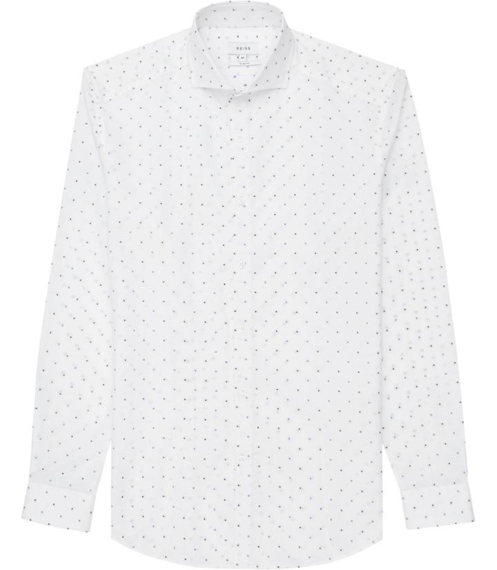 Reiss Montebello - Mens Tonal Dot Shirt In Blue, Size Xs