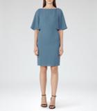 Reiss Mist - Fluted Sleeve Dress In Blue, Womens, Size 0